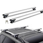 Car roof rack system with crossbars on a white background