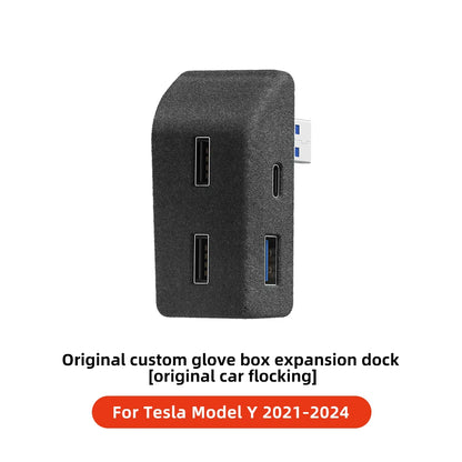 Tesla Model 3 Y Glove Box USB Hub - Highland Juniper Quick Charger 2021-2025
