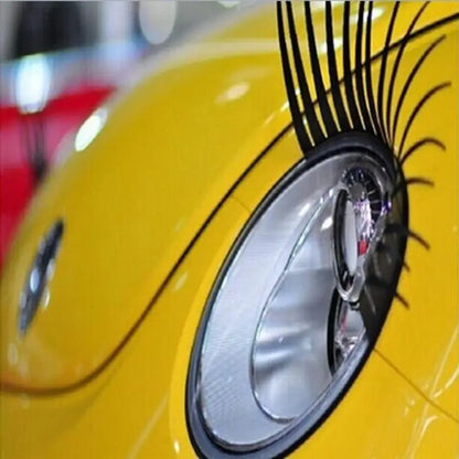 Car Headlight Eyelashes - 3D Black False Eyelash Stickers Decal