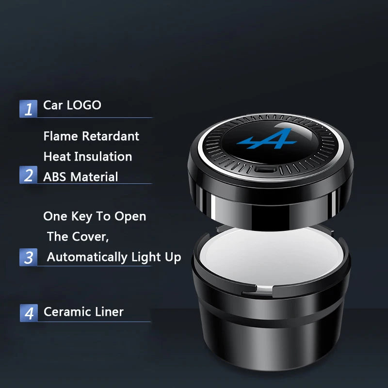 Portable Luminous Car Ashtray - Alpine Ceramic Liner
