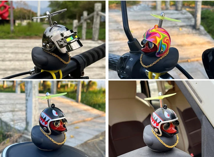 Car Duck Ornament Bicycle Horn - Squeeze Bell with Helmet Straps