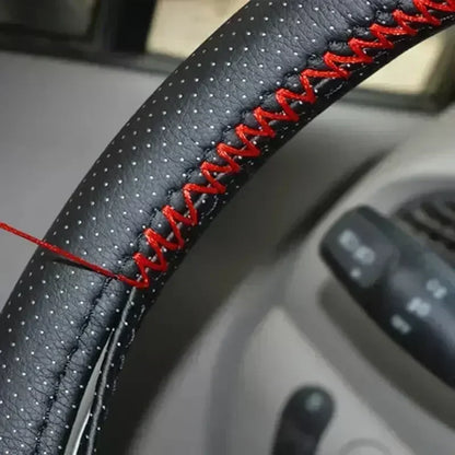 PU Leather Steering Wheel Cover - Braided Anti-Scratch Protection