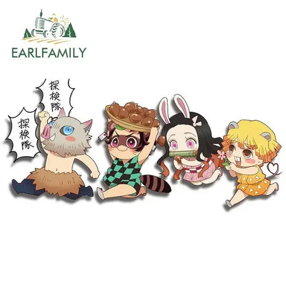 EARLFAMILY Anime Running Chibi Car Stickers - Kamado Nezuko Decal