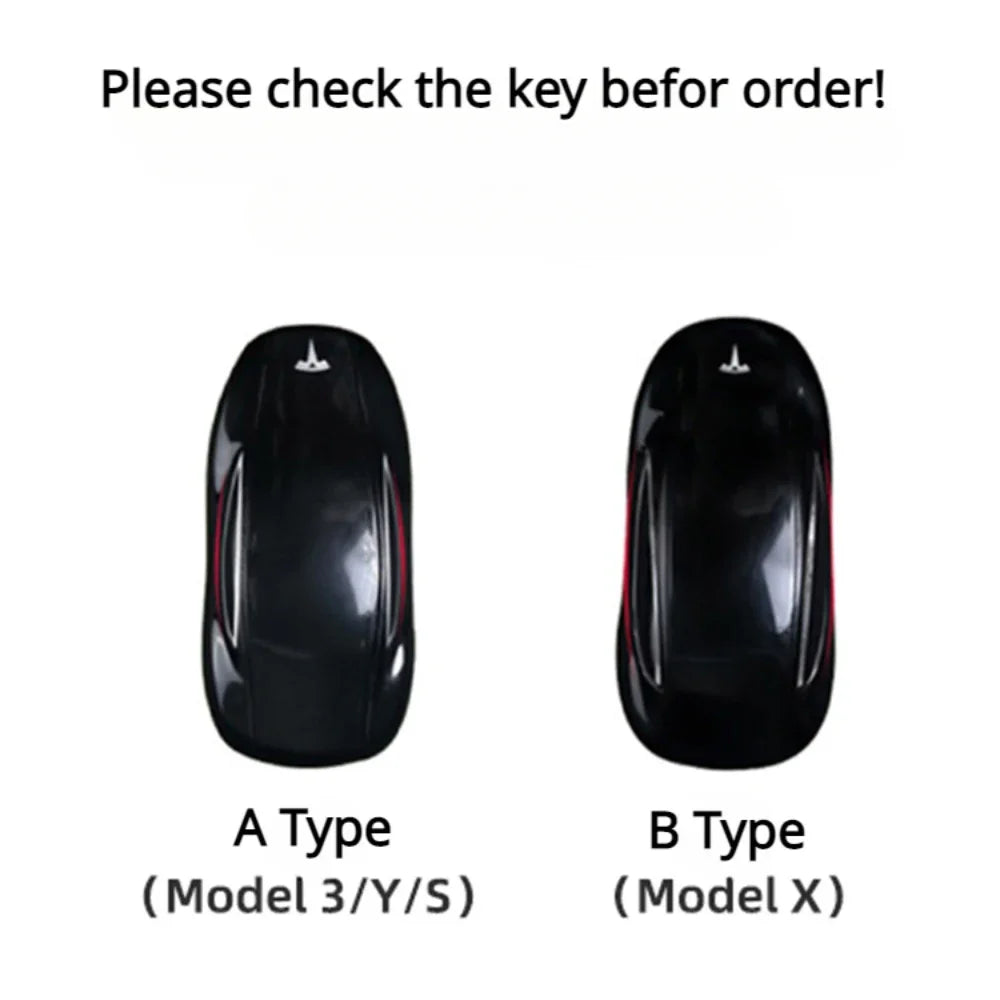 Tesla Leather Key Cover - Keychain Holder Case Protector for Model S/3/X Keyless Remote