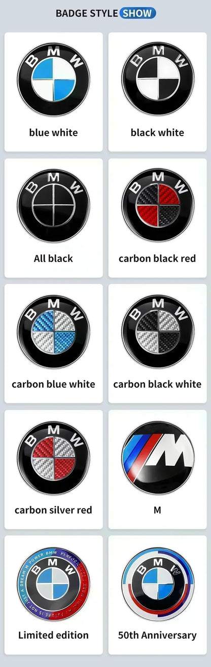 BMW Hood Emblem Badge 74mm/82mm - Front Rear Logo for All BMW Models