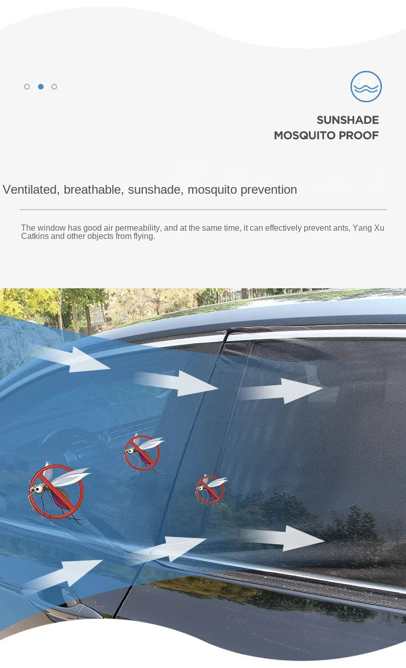 Car Rear Side Window Sunshade - 2pcs UV Mesh Mosquito Protection