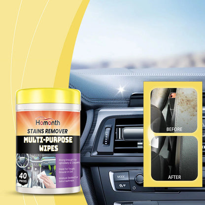 Car Interior Cleaning Wipes - 40pcs Multi-Purpose Dashboard Cleaner