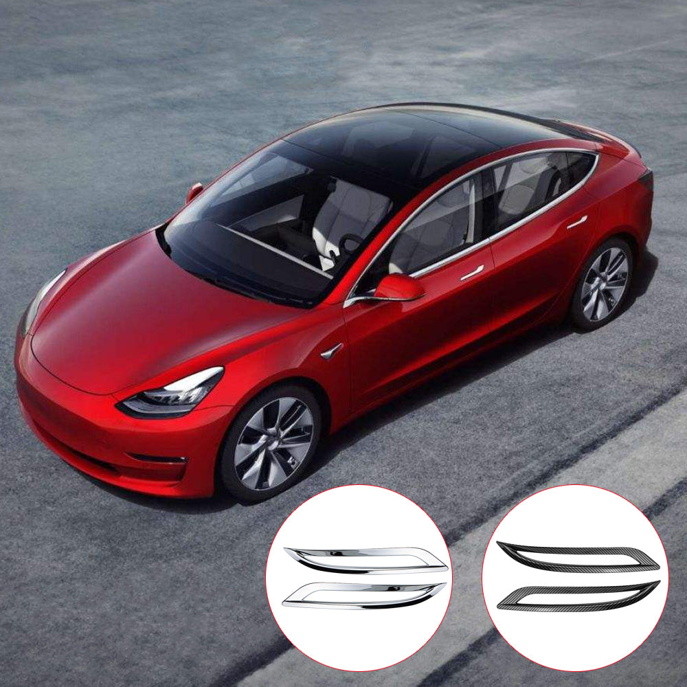 Tesla Model 3 ABS Carbon Fiber Rear Bumper Fog Light Cover Kit