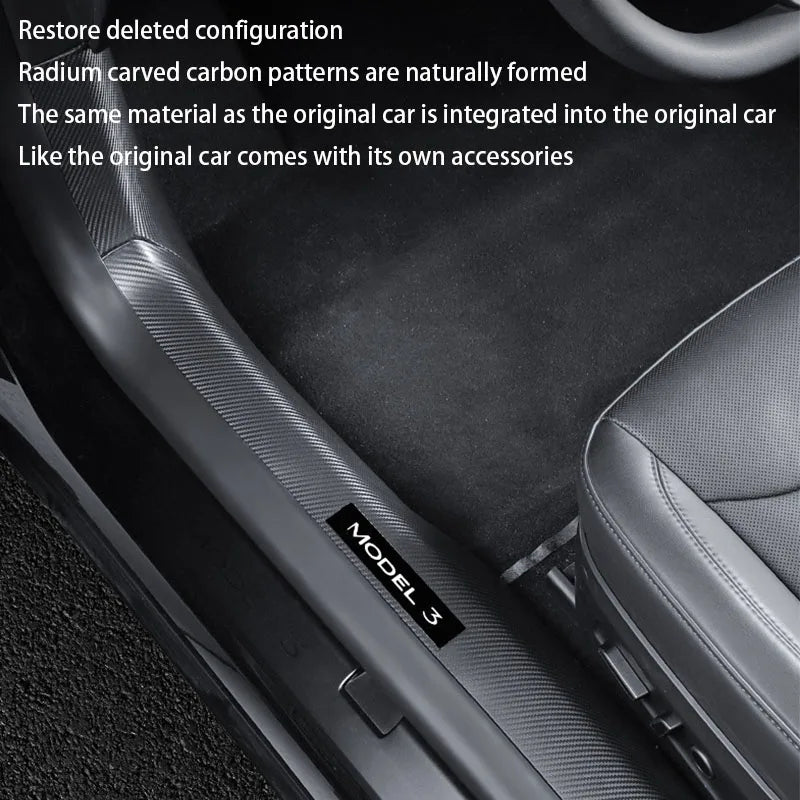 Tesla Model 3/Y Door Sill Protector - Anti-Kick Threshold Strip Guard