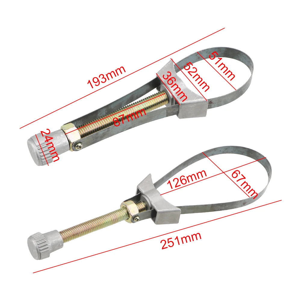 Car Oil Filter Removal Tool - Adjustable 60-120mm Steel Strap Wrench
