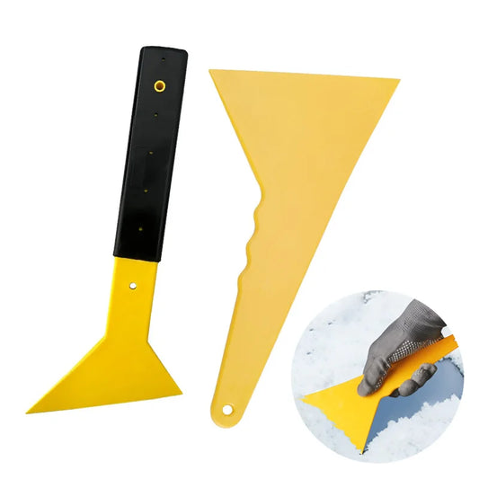 Car Windshield Ice Scraper - Triangle Snow Removal Tool with Long Handle