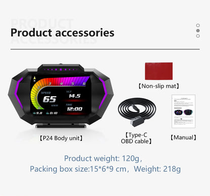 Car HUD Display OBD GPS P24 Digital Speedometer Dashboard Computer