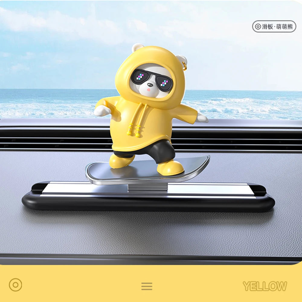 Car Dashboard Decoration - Skateboard Bear Magnetic Parking Plate