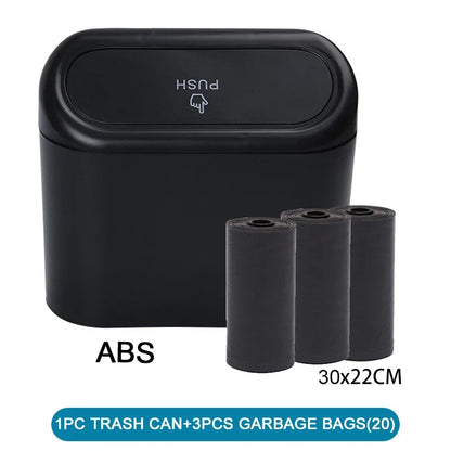 Car Trash Can with Lid - Leak-Proof Mini Waste Container with 300 Bags