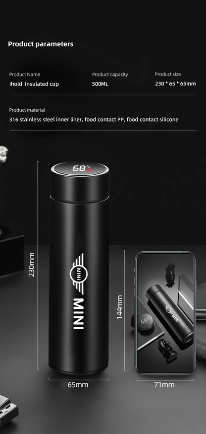 500ml Smart Thermos Bottle Mini Cooper Logo - JCW Works