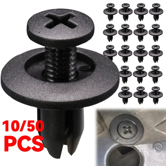 8mm Plastic Rivets Fasteners - Car Bumper Fender Clips 30PCS Black
