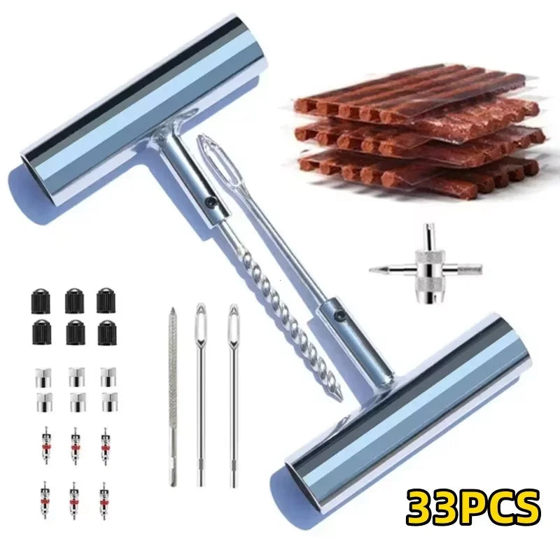 Auto Tire Repair Set 33/57PCS - Heavy Duty Puncture Repair Tools for Car Van Motorcycle