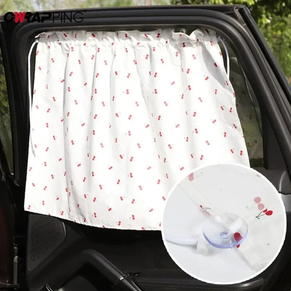 Car Window Sunshade Curtain - Cartoon Suction Cup UV Protection Kids