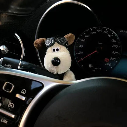Plush Pilot Dog Car Ornament - Creative Dashboard Decoration