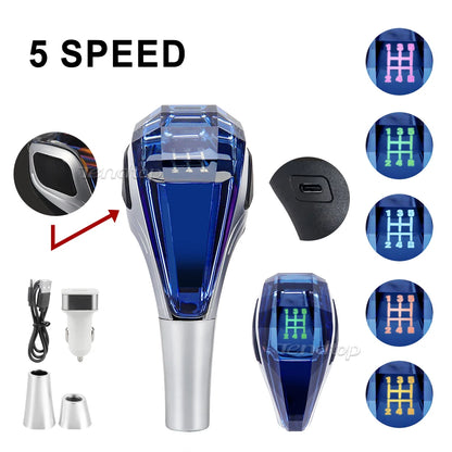 Universal Crystal LED Gear Shift Knob - 5 Speed with Lights