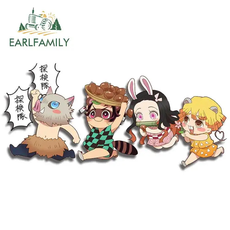 EARLFAMILY Anime Running Chibi Car Stickers - Kamado Nezuko Decal