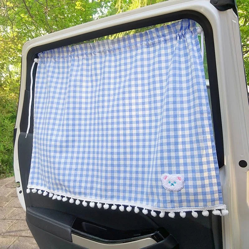 Car Sun Shade Curtains - Cute Cartoon Bear Window Sunshade
