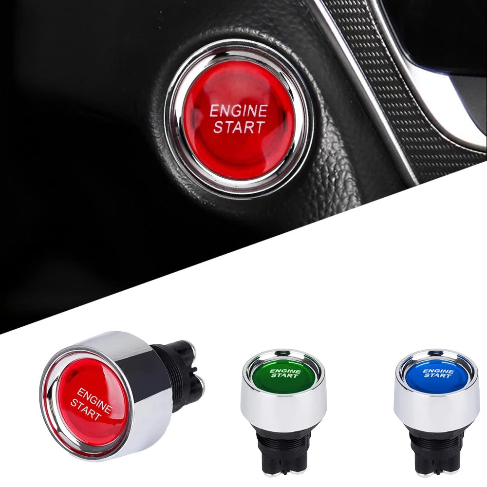 Car Engine Start Ignition Switch - 12V 50A Keyless Push Button Red