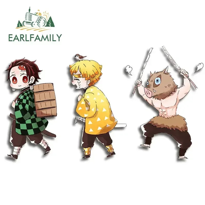 EARLFAMILY Anime Running Chibi Car Stickers - Kamado Nezuko Decal