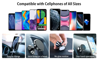Magnetic Car Phone Holder - Universal Mount for iPhone Samsung GPS Support