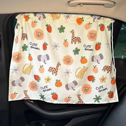 Car Window Sunshade Curtain - Cartoon Suction Cup UV Protection Kids