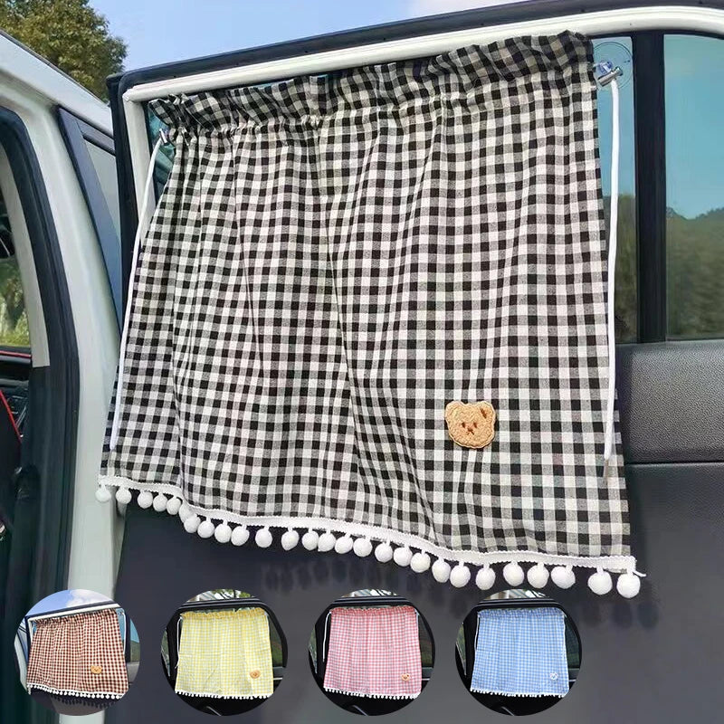 Car Sun Shade Curtains - Cute Cartoon Bear Window Sunshade