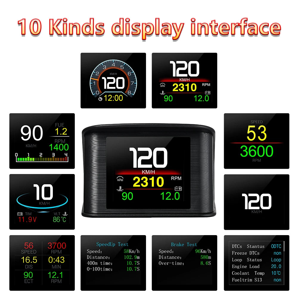 OBD2 Digital Speedometer P10 PRO Head Up Display Smart Car Computer