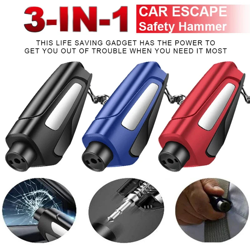 Premium Car Emergency Keychain Hammer - Alloy Glass Breaker & Seatbelt Cutter Multi-Function Rescue Tool