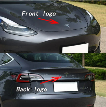 Tesla Logo Badge - Front Hood & Rear Trunk Emblem for Model 3/Y