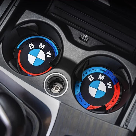 BMW Car Cup Mat 2PCS - Universal Cup Holder Coasters for X1/X2/X3/X4/X5/X6 1/2/3/4/5/6/7 Series