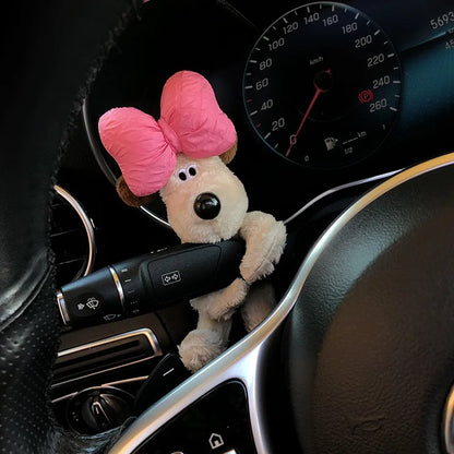 Plush Puppy Car Wiper Decoration - Kawaii Bowknot Dog Ornament