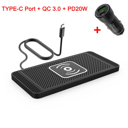 15W Fast Wireless Car Charger - Universal Phone Mount for iPhone 16/15/14/13/12 & Samsung S24/S23 with Silicone Pad