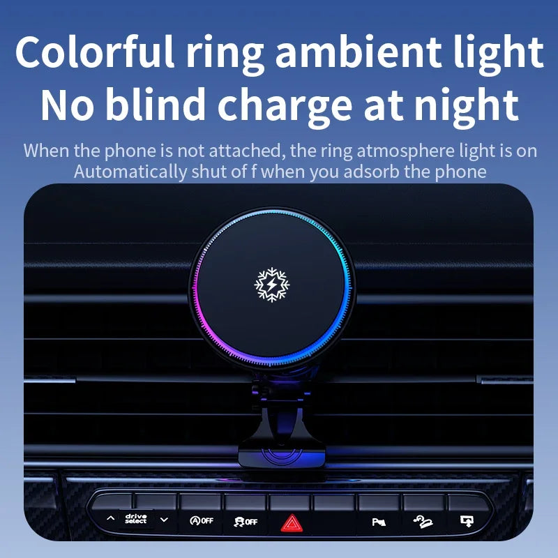30W Ice Cooling Magnetic Wireless Car Charger - Fast Charging Station for iPhone 15/14/13/12 Pro Max