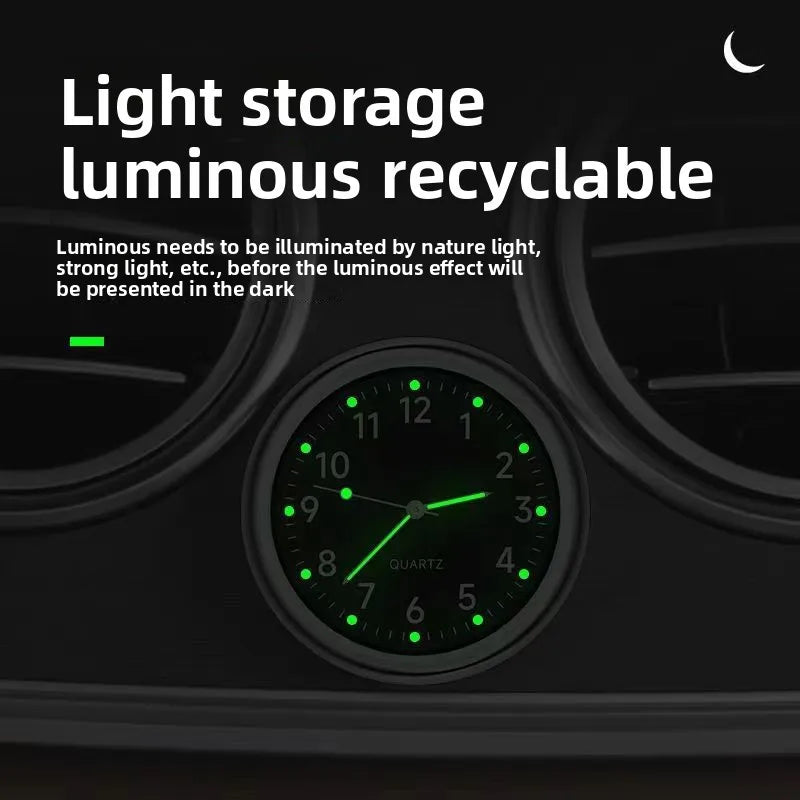 Mini Luminous Car Dashboard Clock - Digital Quartz Stick-On Watch