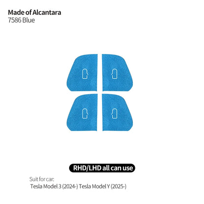 Tesla Model 3 Y Alcantara Door Switch Trim - 2024+ Cover 7586 Blue