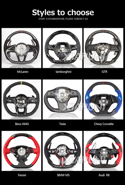 Tesla Model 3 Y LED Steering Wheel - Carbon Fiber Custom Racing Wheel