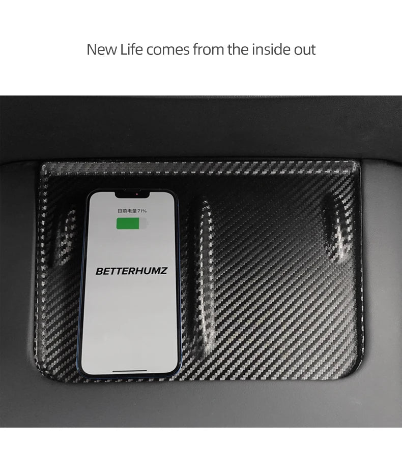 Tesla Model Y Model 3 Carbon Fiber Console - Wireless Charging