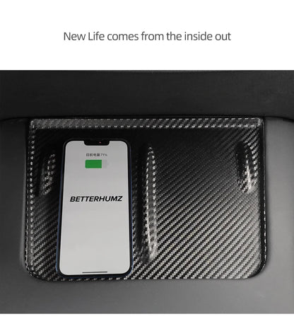 Tesla Model Y Model 3 Carbon Fiber Console - Wireless Charging