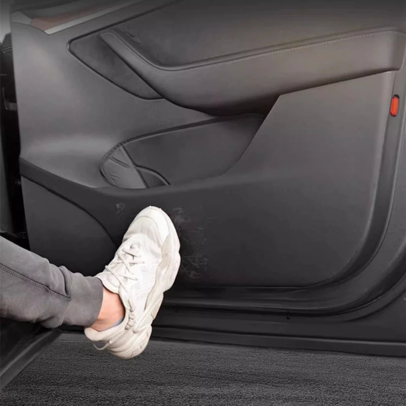 Car Door Anti-Kick Pad For Tesla Model Y Juniper 2025 Leather Sticker Trim Kit Side Door Protector Cover Car Interior Decoration
