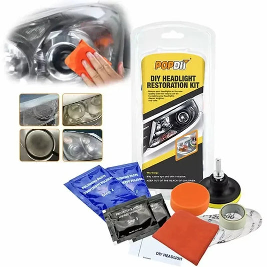 Car Headlight Restoration Kit - Fix Yellowing & Scratches