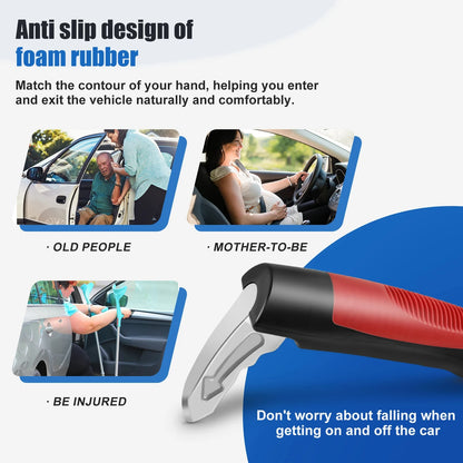 Car Door Assist Handle 2-in-1 - Multi-Function Window Breaker Support