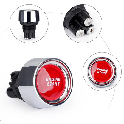 Car Engine Start Ignition Switch - 12V 50A Keyless Push Button Red
