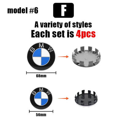 BMW Wheel Center Caps 4PCS - 68mm/56mm Hub Caps for Performance Models