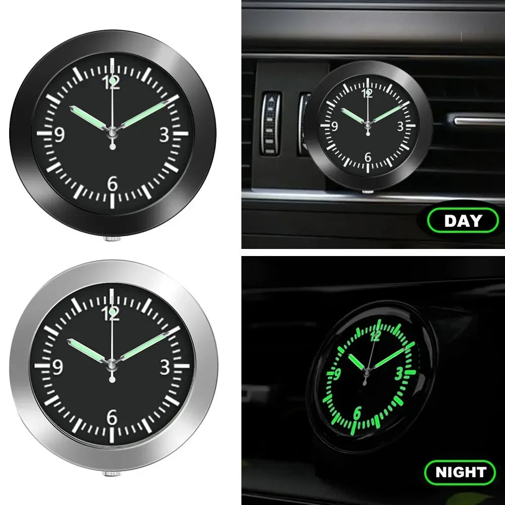 Luminous Car Clock - Stick-On Quartz Watch for Dashboard/Boat/Bike