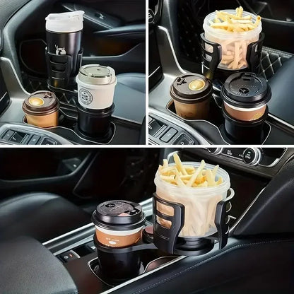 Car Cup Holder Expander - Adjustable Dual Cup Holder with Phone Mount